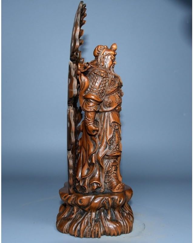 Handcrafted Boxwood Guan Gong Yu Warrior God Statue