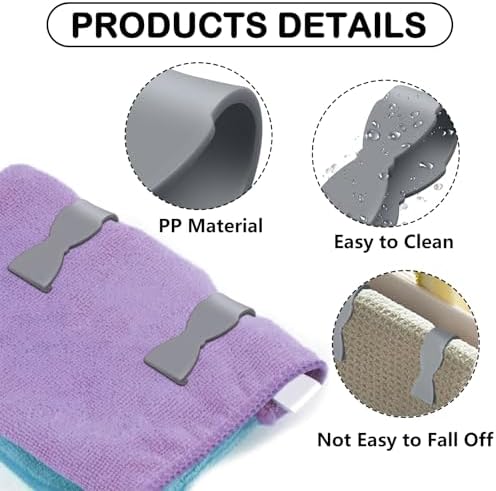 10pcs Grey Durable Towel Clips for Kitchen and Bathroom
