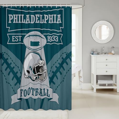 Erosebridal 3D Football Helmet Shower Curtain Set - 72x72 Philadelphia
