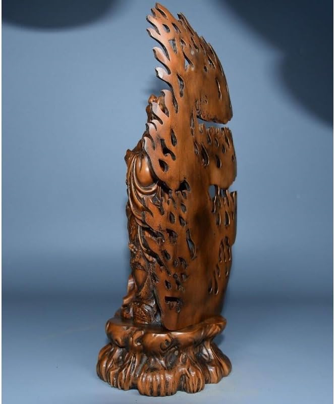Handcrafted Boxwood Guan Gong Yu Warrior God Statue