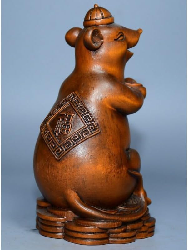 LimpaC Boxwood Mouse Yuanbao Wealth Statue