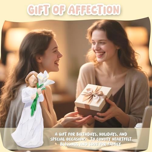Hodao Hand-Carved Resin Mom Figurine - White Flower Mothers Day Keepsake