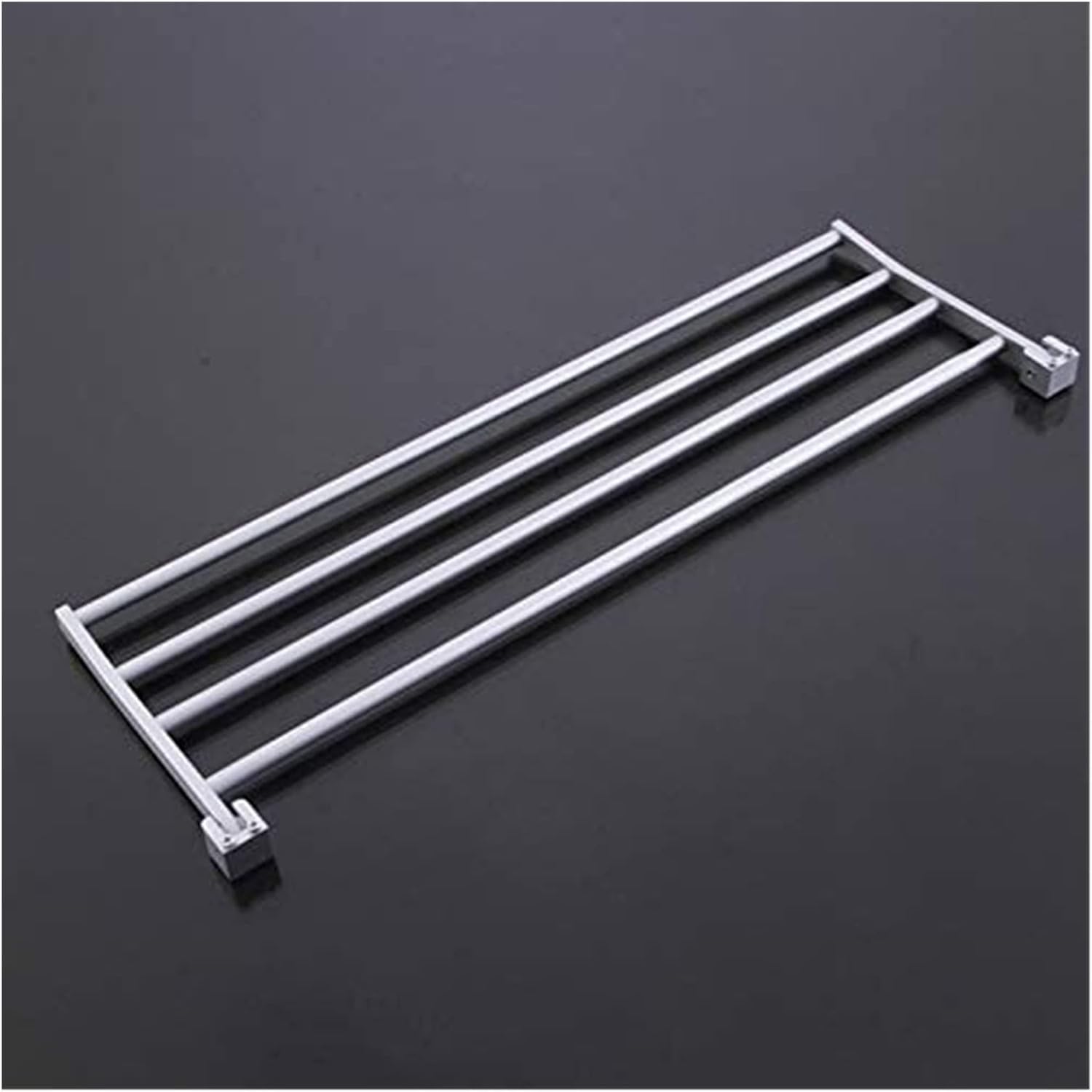 ALDEPO 40cm Aluminum Towel Rack with 5 Hooks and Double Shelf