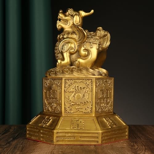 Usoway Pure Bronze Turtle Feng Shui Figurine Gold
