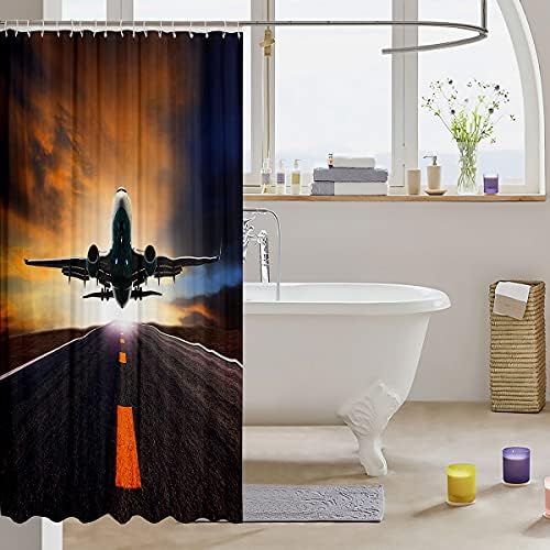 Erosebridal Airplane 3D Shower Curtain with Hooks