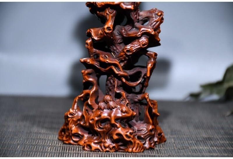 Handcrafted Boxwood Guanyin Sitting Pine Statue