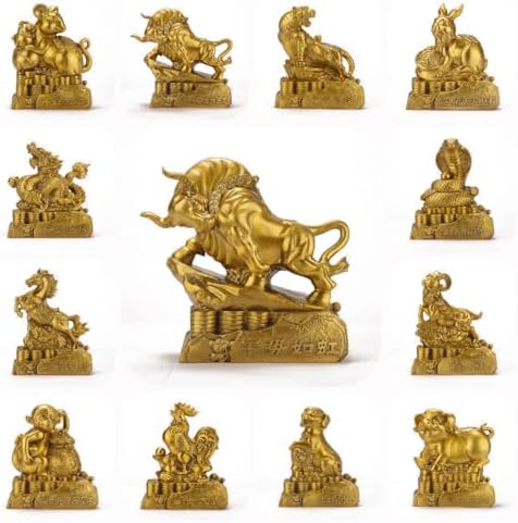 Usoway Vintage Brass Zodiac Animal Ornament Set