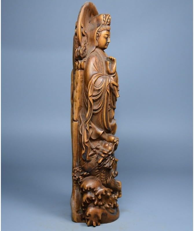 LimpaC Handcrafted Guanyin Dragon Statue with Boxwood Base