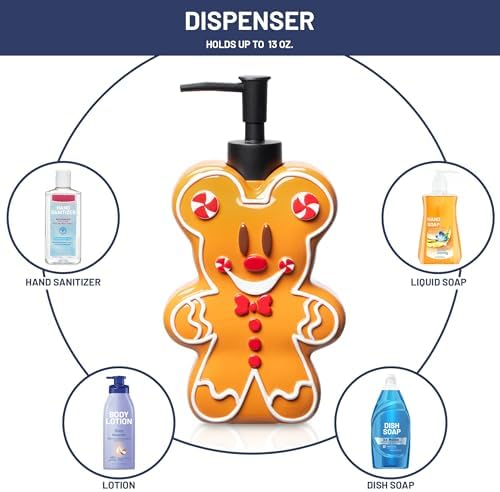 Jay Franco Disney Mickey Mouse Lotion Dispenser - Brown Resin Gingerbread Soap Holder