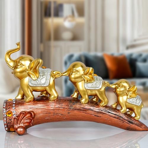 Resin Elephant Figurines Set of 3 Decorative Home Statue