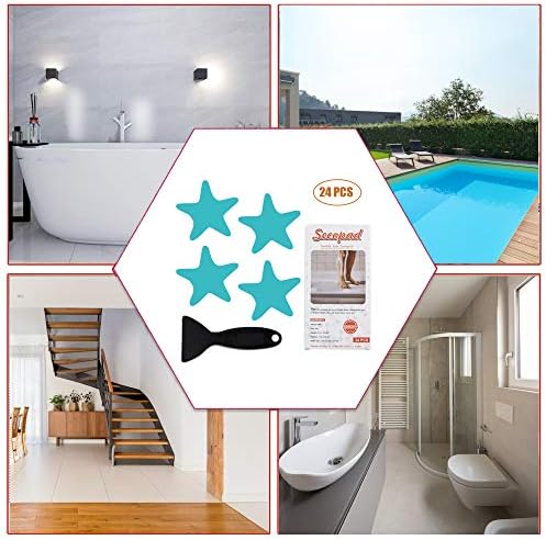 Anti-Slip Bathtub Stickers with Premium Scraper - Blue