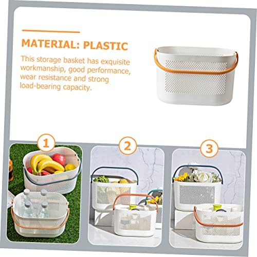 Mobestech Lightweight Plastic Storage Basket with Handles for Bathroom and Kitchen