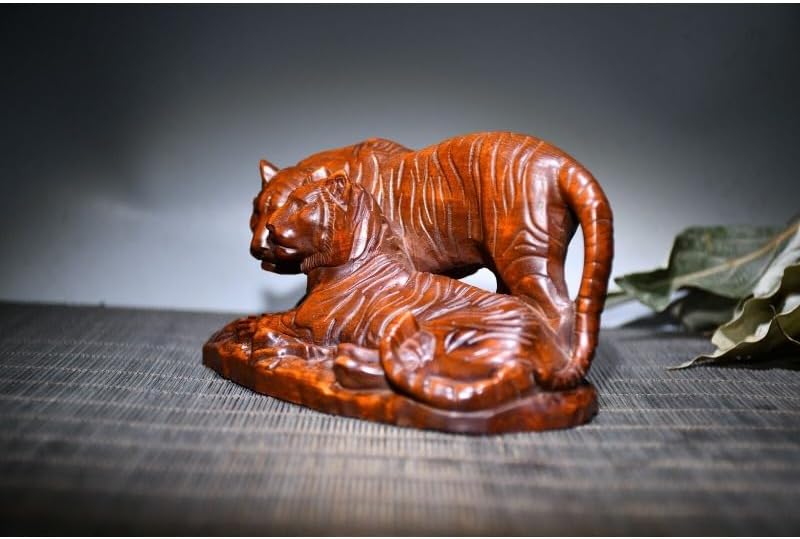 LimpaC Collection Boxwood Two Tiger Statues Meditating Sculpture