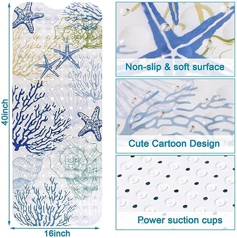 Topotdor Starfish Coral Bath Mat Non-Slip 40x16 Inch