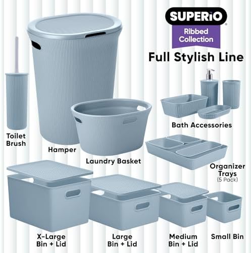 Superio Decorative Toilet Brush Set with Holder Blue