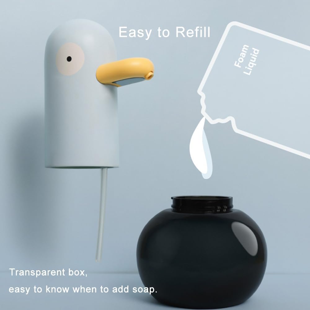 Kids Automatic Foaming Soap Dispenser - Cute Pigeon USB Rechargeable 400ml Yellow