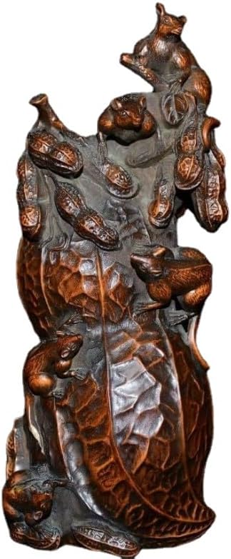 Handcrafted Boxwood Five Mouse Earthpea Statue