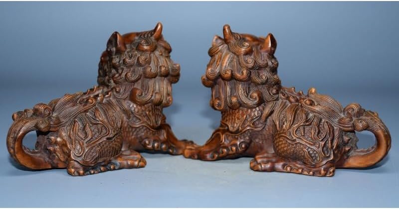 LimpaC Collection Mini Boxwood Lion Foo Dog Statues