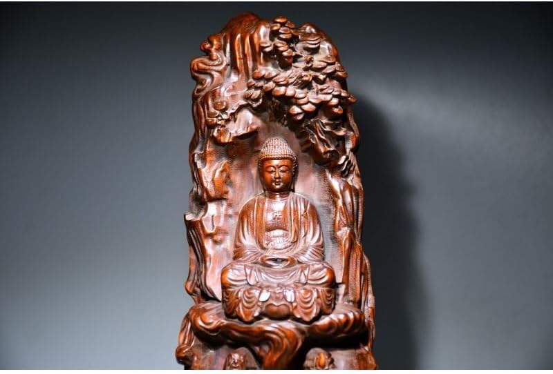 LimpaC Handcrafted Boxwood Three Buddha Statues Meditating Decor