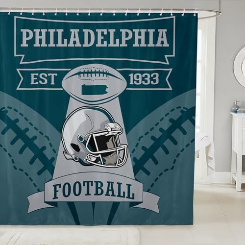 Erosebridal 3D Football Helmet Shower Curtain Set - 72x72 Philadelphia