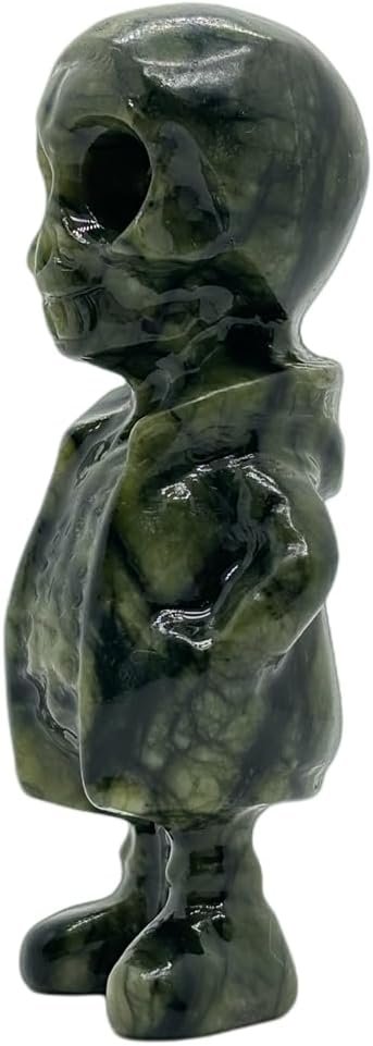 Natural Serpentine Halloween Skull Stone Figurine
