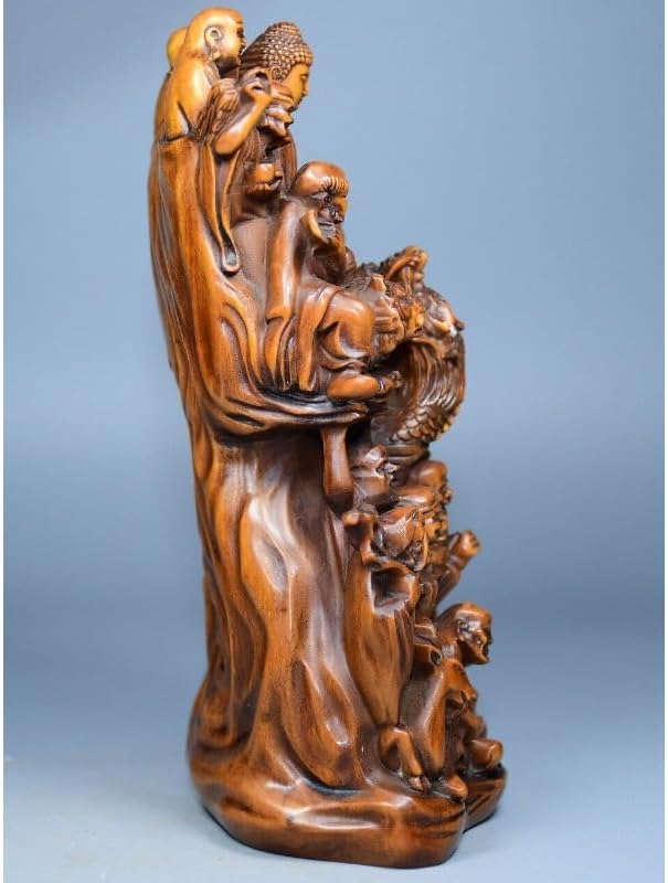 LimpaC Boxwood Buddha Eighteen Arhat Statue Decor