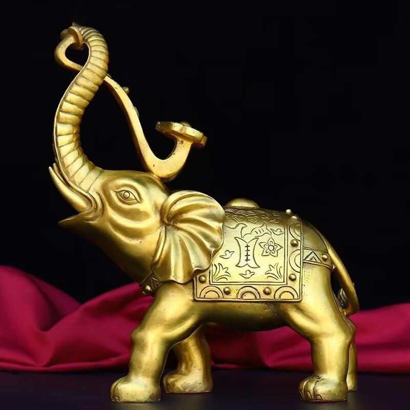 Brass Elephant Feng Shui Figurine Decor