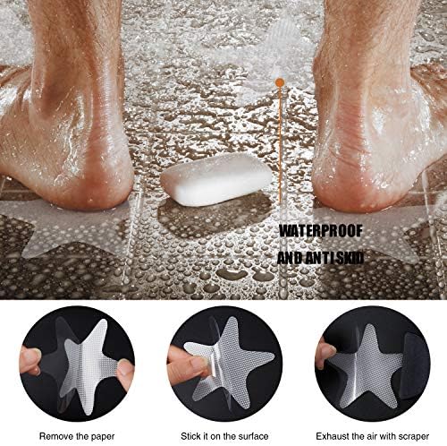 Clear Anti-Slip Starfish Bathtub Stickers 24PCS with Scraper