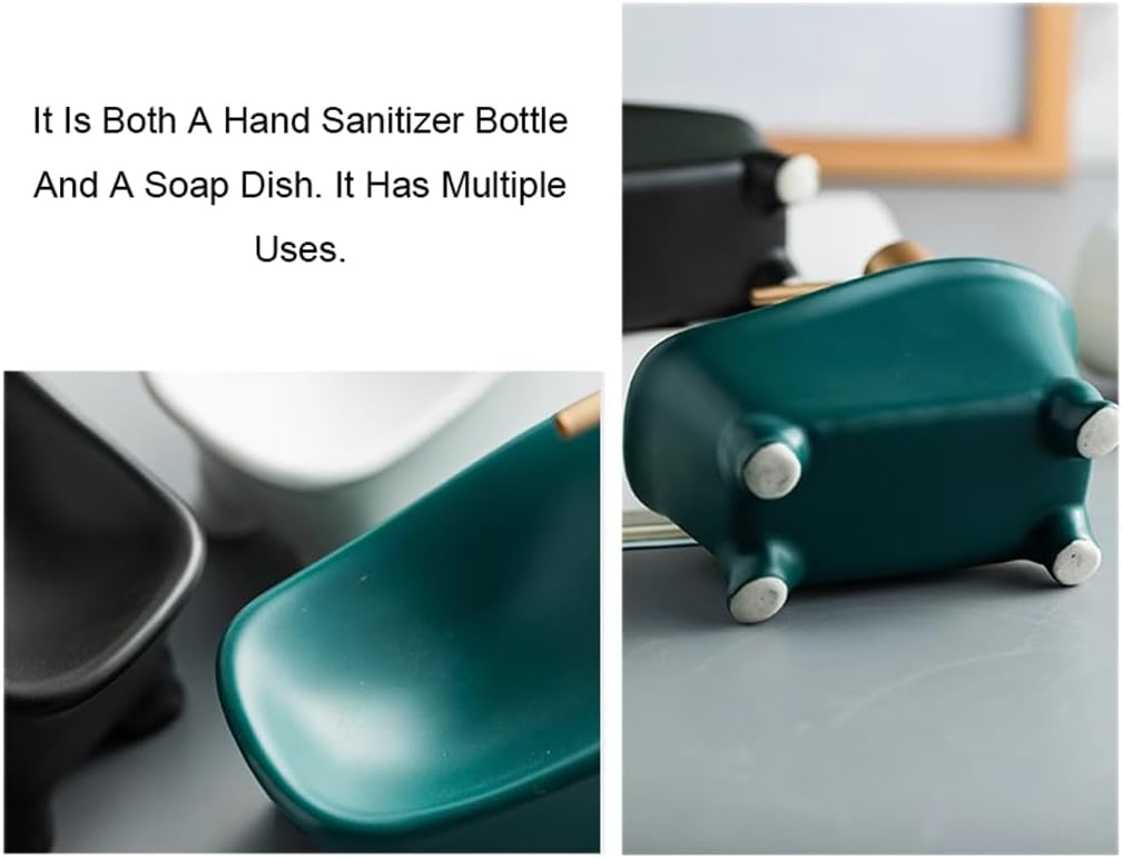 2 in 1 Ceramic Soap Dispenser with Sponge Holder 350ml