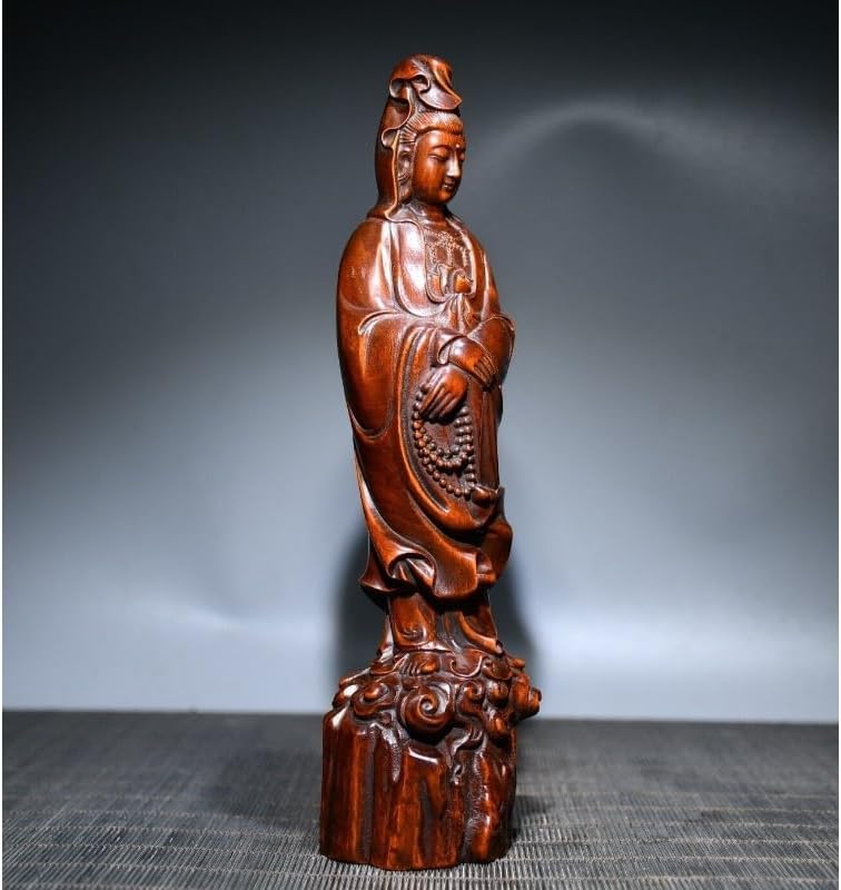 Handcrafted Guanyin Kwan-yin Statue with Prayer Pearls
