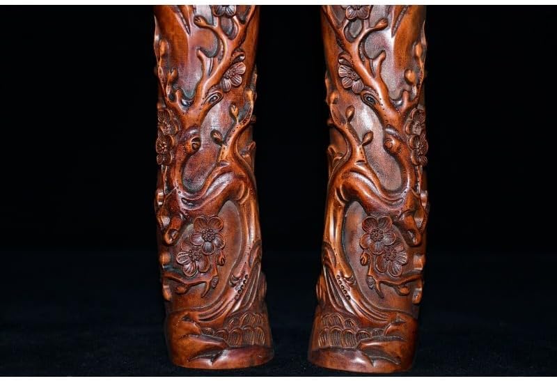 Handmade Boxwood Plum Blossom Paperweight Statues Set