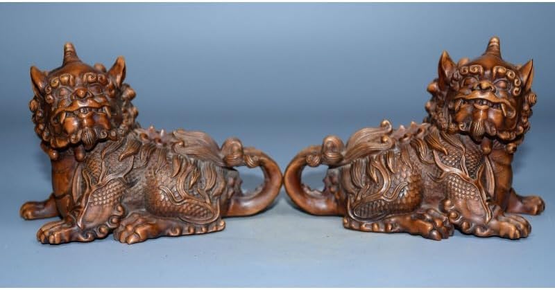 LimpaC Collection Mini Boxwood Lion Foo Dog Statues