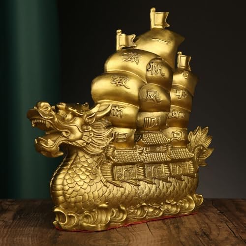 Usoway Gold Fong Sheng Ship Sculpture