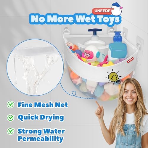 UNEEDE 432 Gallons Corner Mounted Bath Toy Storage Holder