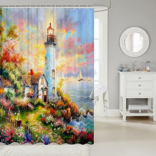 Erosebridal Lighthouse Shower Curtain Set