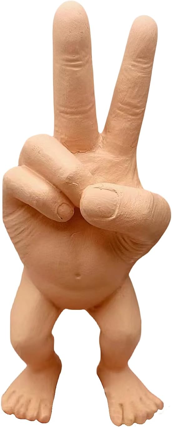 Scissor Hand Finger Statue Yellow 3D Resin Decor 1