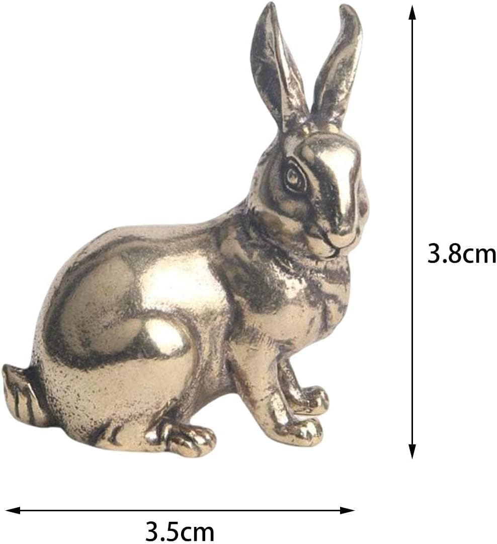 Joylern Brass Miniature Rabbit Statue Desk Decor