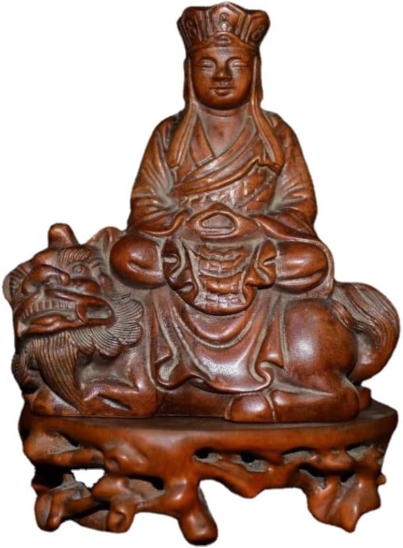 LimpaC Collection Boxwood Ksitigarbha Boddhisattva Statues Handmade Meditating Sculpture