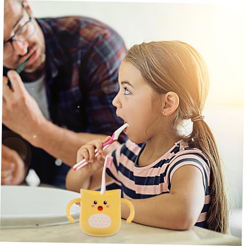 Impact Resistant Toothbrush Mug with Double Handles Cartoon Design