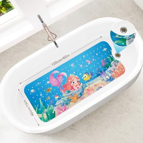 SHUCHING Mermaid Baby Bath Mat 40x16 Inch Non Slip
