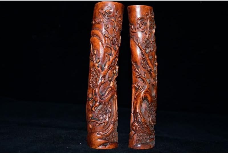 Handmade Boxwood Plum Blossom Paperweight Statues Set
