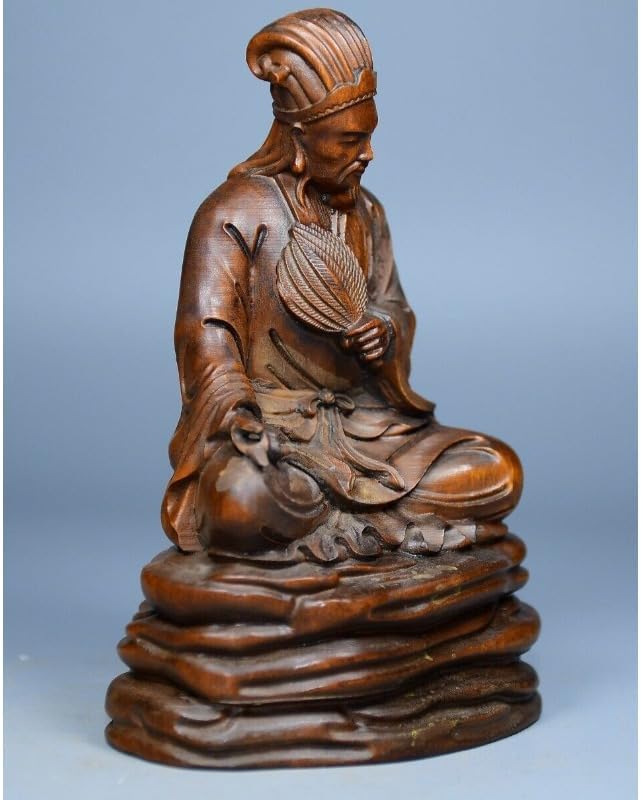 LimpaC Boxwood Zhuge Liang Meditating Statue Decor