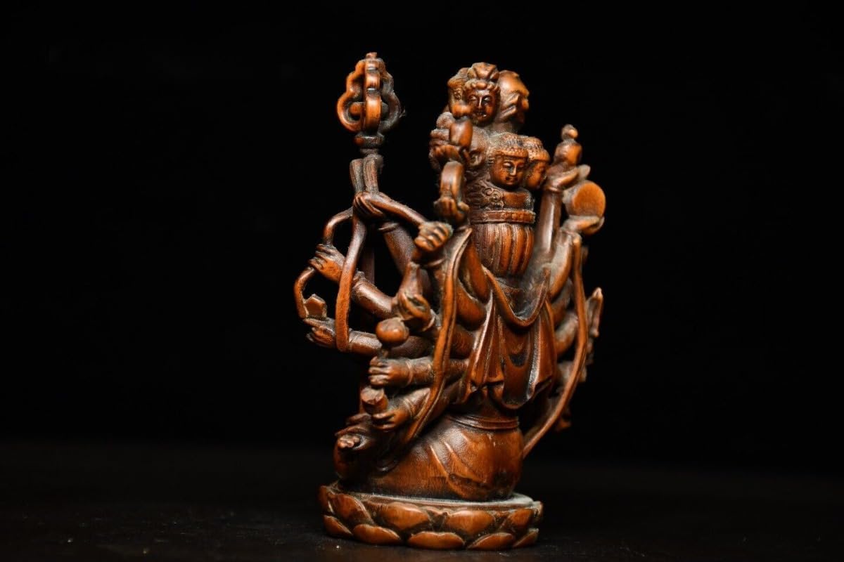 Handcrafted Boxwood Avalokiteshvara Statue with 1000 Arms