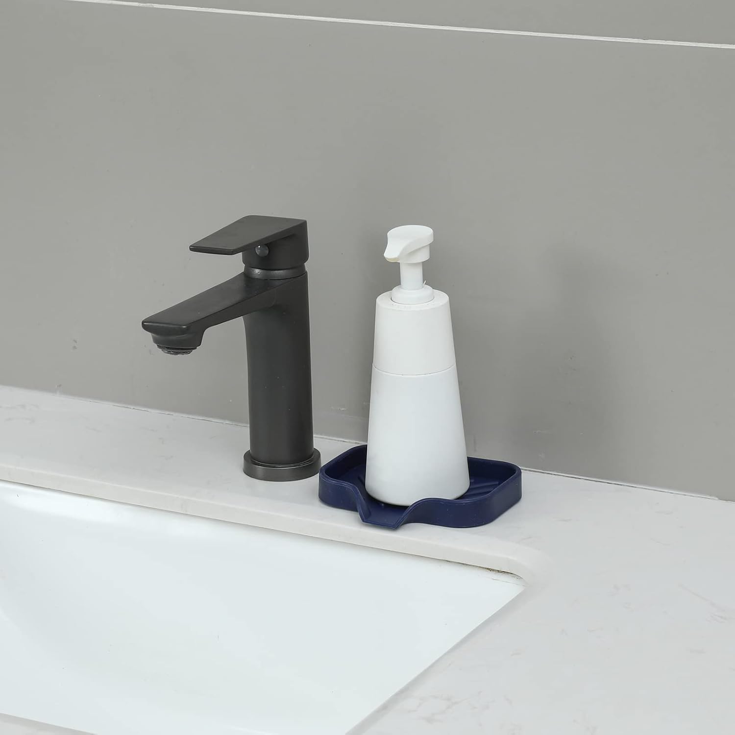 MicoYang Silicone Soap Dish with Drain Spout - Navy Blue 49x32