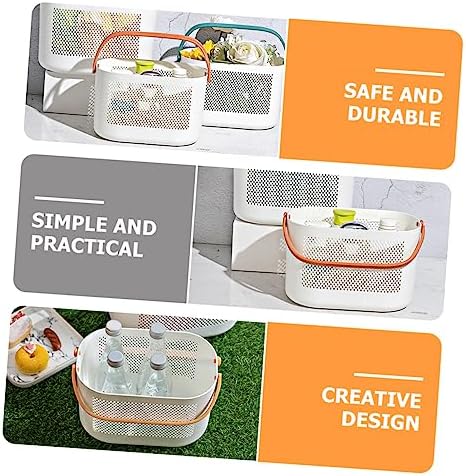 Mobestech Lightweight Plastic Storage Basket with Handles for Bathroom and Kitchen