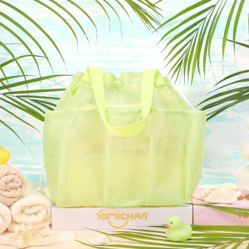Famichan Mesh Shower Caddy Portable with Drawstring - Green