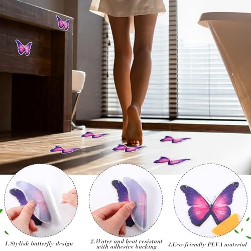 20 Pcs Non-Slip Butterfly Bathtub Stickers