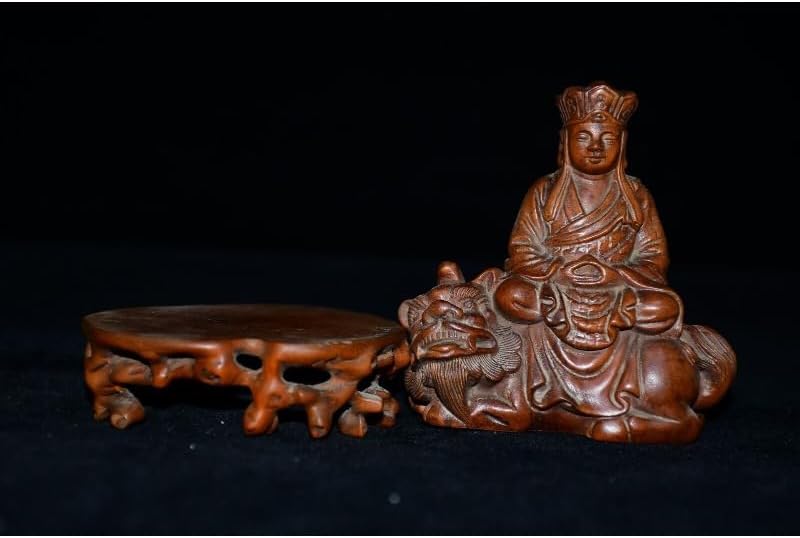LimpaC Collection Boxwood Ksitigarbha Boddhisattva Statues Handmade Meditating Sculpture