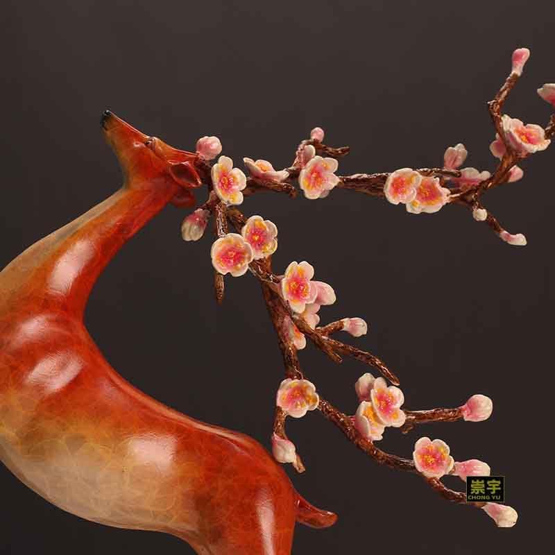 Usoway Handcrafted Brass Painted Deer Home Dcor