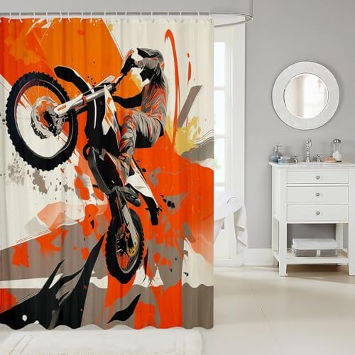 Feelyou Kids Dirt Bike Racing Shower Curtain Set 72x72